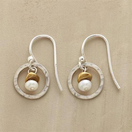 Vintage Round Geometry Imitation Pearl Earrings for Women Go