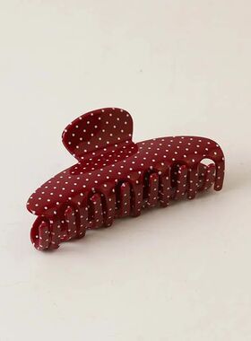 Retro Red Large Wave Point Hair Claw Eco-Friendly Acetate Cl