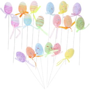 18Pcs Easter Egg Lawn Stakes Foam Realistic Outdoor Garden D