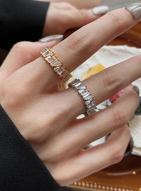 Shiny Zircon Decor Finger Ring For Women, Elegant Fashion Je