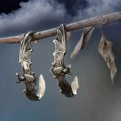 Dazzling Bat Design Earrings for Women Animal Silver Color H