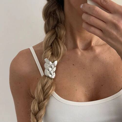 1Pcs INS Minimalist Braided Hair Tie with Metal Accents Play