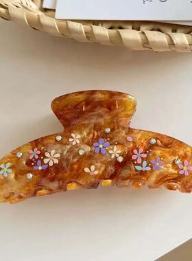 Retro High-End Niche Design Gilded Amber Small Floral Hair S