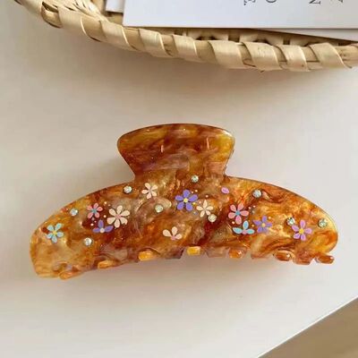 Retro High-End Niche Design Gilded Amber Small Floral Hair S