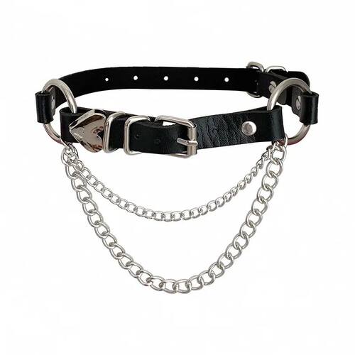 Halloween punk PU leather collar heart-shaped peach heart ch