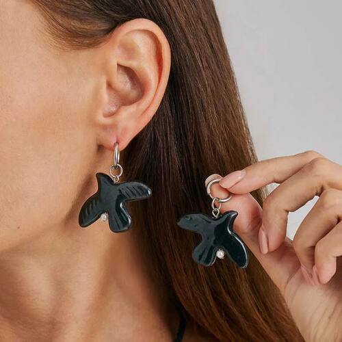 Fashion White Peace Dove Hoop Earrings For Women Metal Geome