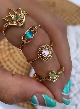 Fashion Opal Finger Rings For Women Stainless Steel Adjustab