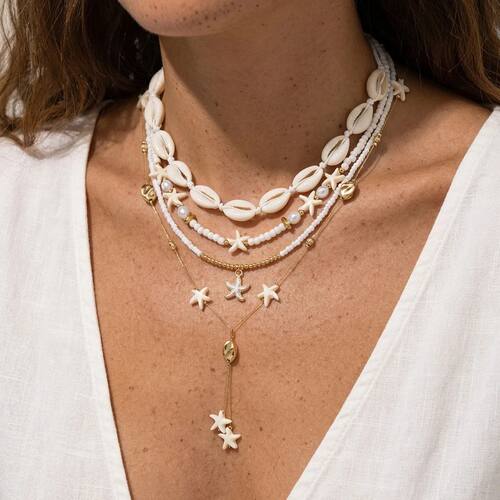 Bohemian Elegant Multilayer Sea Shell Rice Beads Necklace Fo