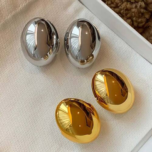 Fashon Metal Smooth Big Round Chunky Stud Earrings for Women