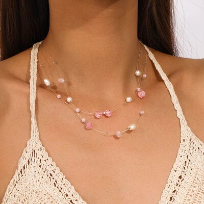 Fashion Natural Stone Boho Beads Necklace Multilayer Adjusta