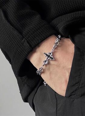 Retro Flame Cross Bracelet For Men Woman Hip Hop Titanium St
