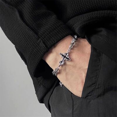 Retro Flame Cross Bracelet For Men Woman Hip Hop Titanium St