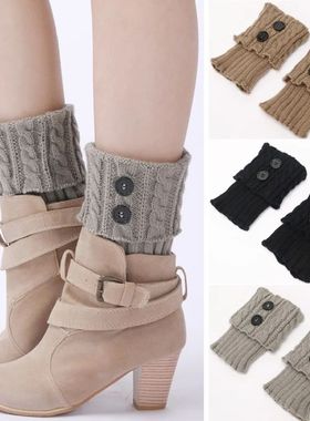 Women Fashion Knitted Button Revers Thermal Leg Warmers ndy