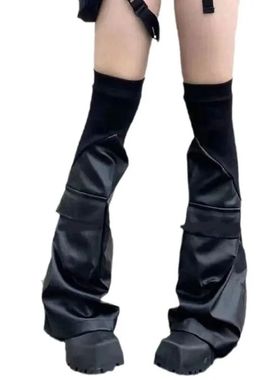 2024 New Dark Vintage Women Techwear PU Leather Flared Leg W