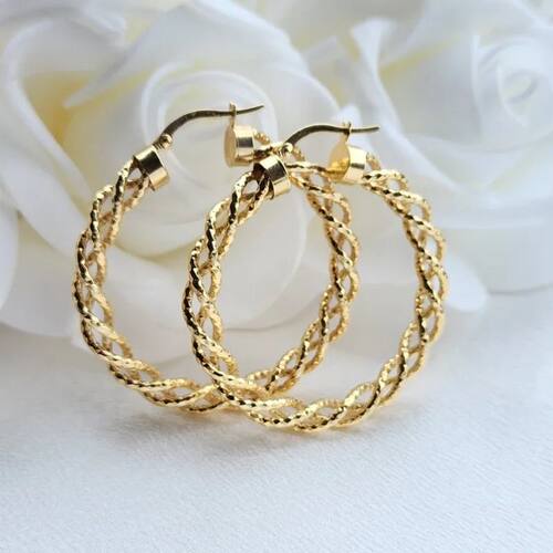 Classic Gold Color Hoops Earrings Woman Geometric Distortion