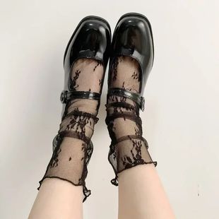 Transparent Thin Floral Women Socks Fishnet Lace French Sexy