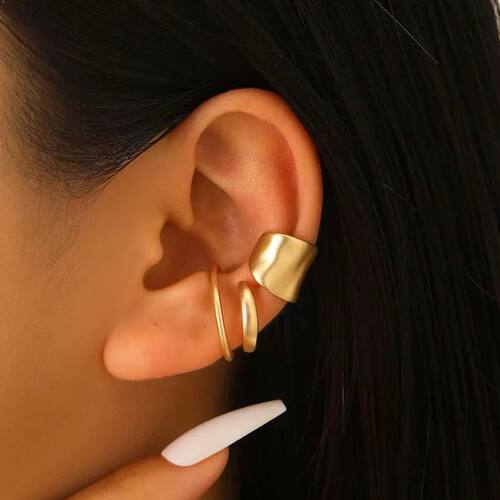 New Korean Fake Piercing Earcuff Double Circle Ear Cuff Faux