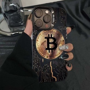 13Pro新款 比特币Bitcoin适用苹果15Promax跨境手机iPhone16欧美14Pro发财适用苹果16 14手机壳11 彩银