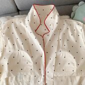 少女红波点三件套厂家批发 短袖 带胸垫大码 睡衣女甜美凯蒂猫春夏季