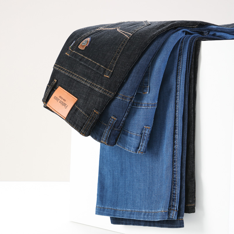 夏季薄款弹力牛仔裤男直筒修身潮