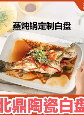 北鼎蒸炖锅配件盘子陶瓷白盘蒸鱼盘适配G55A/G56A/G67/G68
