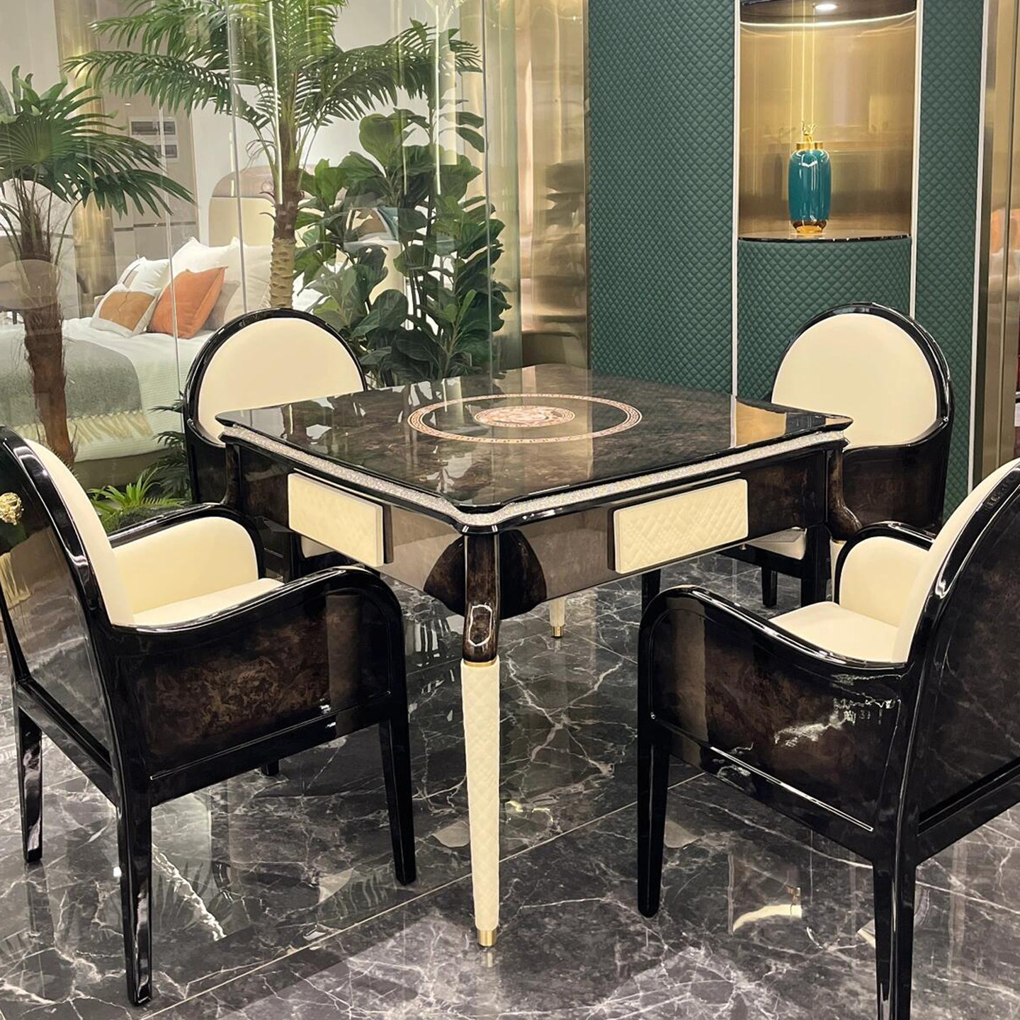 意式轻奢实木全自动家用麻将桌椅