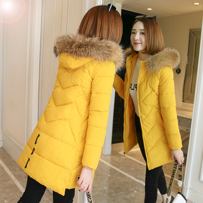 秋冬季棉袄大毛领中长款修身外套