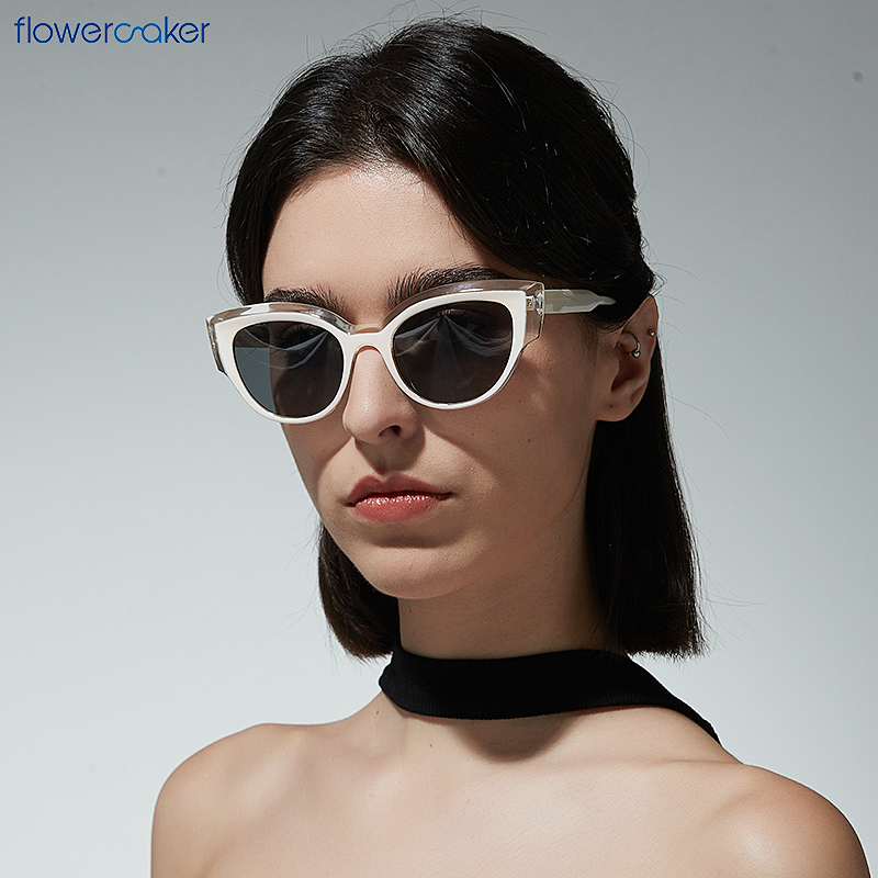 欧美潮流透明色猫眼uv墨镜超轻男女uv400太阳镜潮复古达人ins蝶形