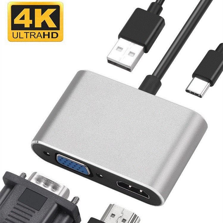 四合一扩展坞TYPE-C转hdmi+vga