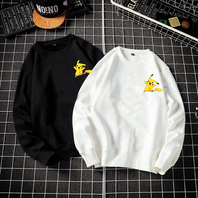 秋季新款卡通比卡丘圆领卫衣男ins宽松情侣外套休闲宽松潮流衣服