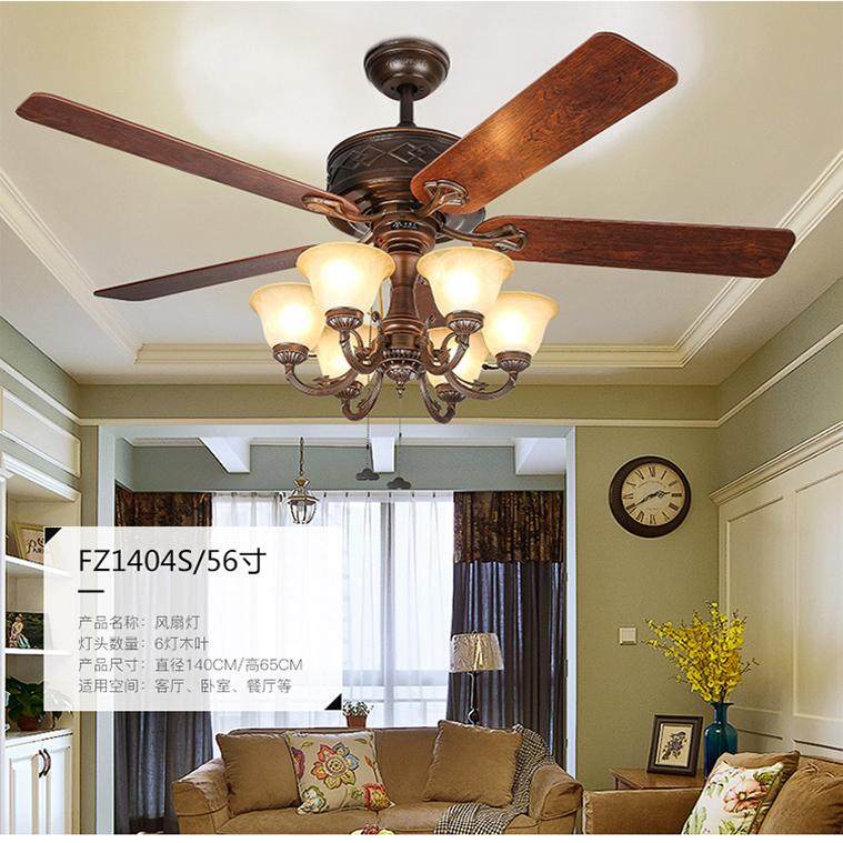 名家汇餐厅风扇灯吊扇灯欧式装饰吊扇吊灯一体客厅复古美式电扇灯