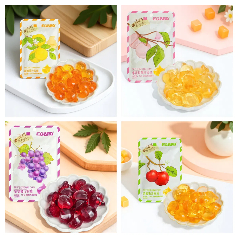 凝胶软糖水果汁软糖水蜜桃葡萄苹果混合口味独立包装休闲零食软糖