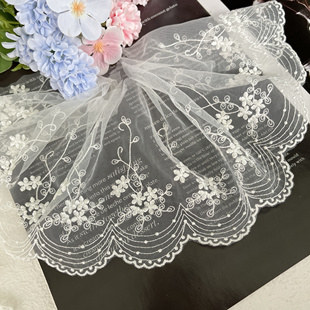 辅料蕾丝金线花朵网纱刺绣花边宽13cm 服装