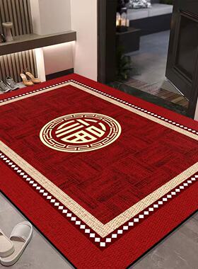 红色喜庆硅藻泥进门地垫入户门防滑耐脏门垫家用玄关门口地毯地垫