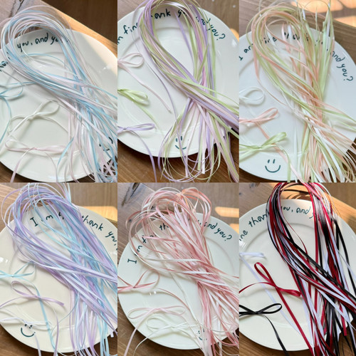 Ins风3mm双面涤纶细丝手工DIY编发彩带礼品包装蝴蝶结装饰缎带