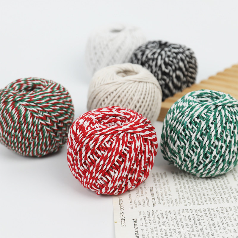 新年棉绳红色棉线diy绳子双色细窄长丝带麻绳圣诞节礼品礼物绑带