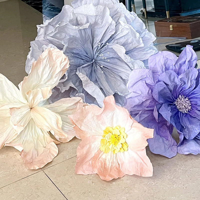 进口手揉纸和纸大张褶皱纸婚礼背景手工纸艺花材料加厚皱纹纸