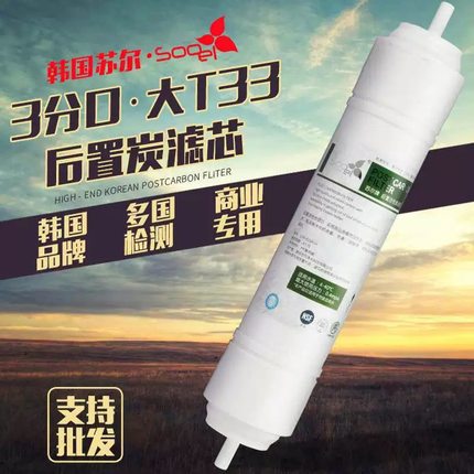 原装韩式苏尔滤芯大t33椰壳活性炭3分快接净水机售水机改善口感