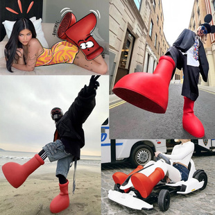 大头红靴跨境大码欧美网红大鞋亲子潮人靴子时尚雨鞋BigRedBoots