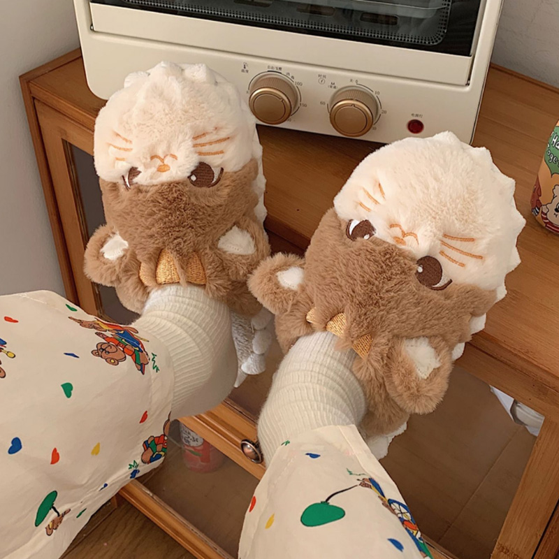 卡通喵星人保暖居家毛毛鞋棉拖鞋