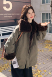 新品军绿色毛毛内里派克服外套2C139-873-P275-K408，女装派克服，2C139
