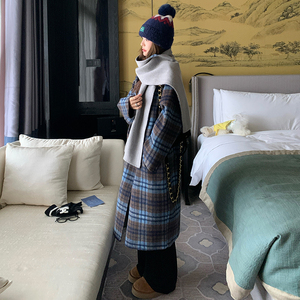 现货 附买家秀 70毛 围巾格子双面呢大衣 8632款P290控398图片