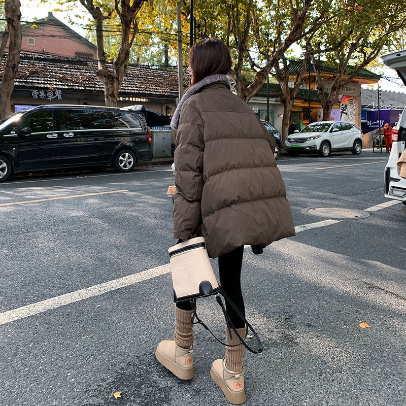 新品 现货 老钱风灰毛领 咖色90绒羽绒服2C139-866-P325-K488图片