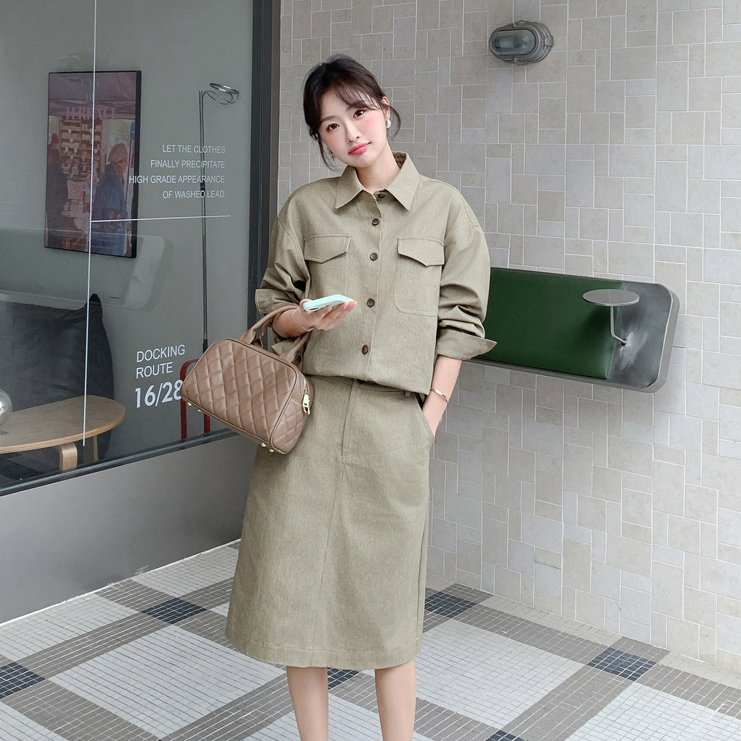 新品轻熟风背心+衬衫半裙三件套2C139-917-P175-K288,女装套装/套裙,2C139