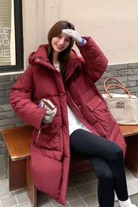 爆款炸街红色羽绒棉服女2025冬季新款港风气质过膝加厚保暖外套潮图片