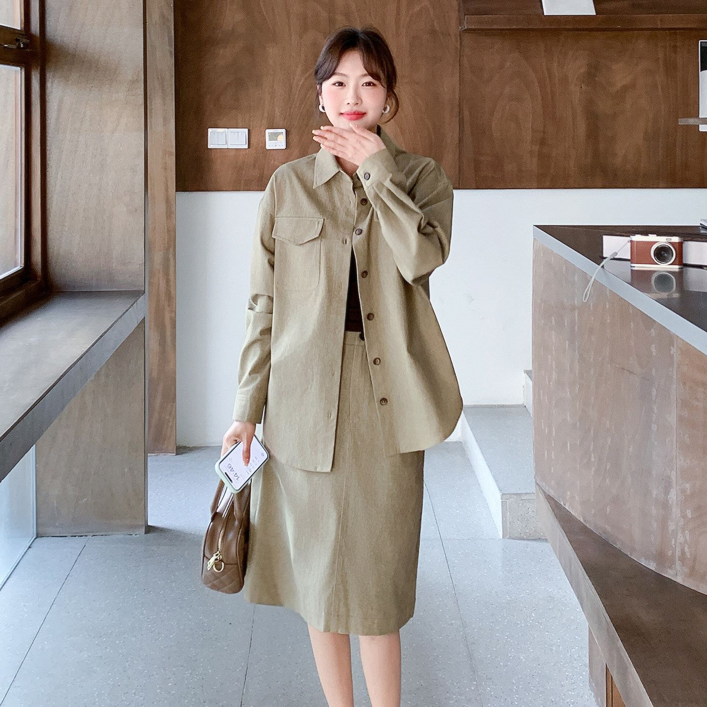 新品轻熟风背心+衬衫半裙三件套2C139-917-P175-K288,女装套装/套裙,2C139