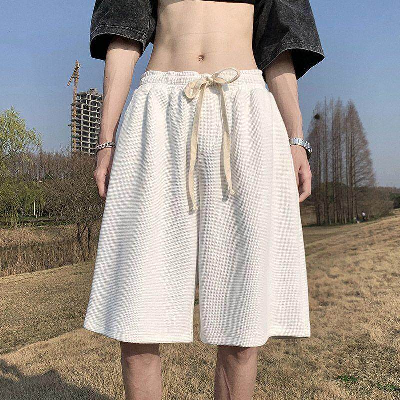 华夫格短裤男夏季薄款2026新款宽松休闲运动潮牌女装沙滩五分中裤