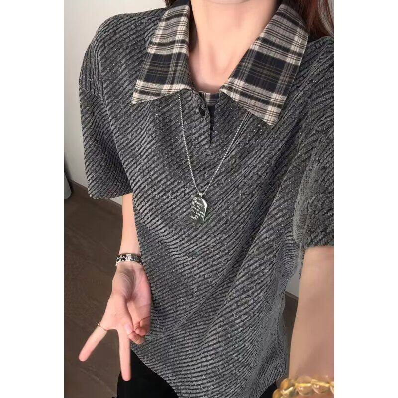 假两件短袖T恤男士夏季老钱风男装POLO衫上衣青少年男款长袖衣服