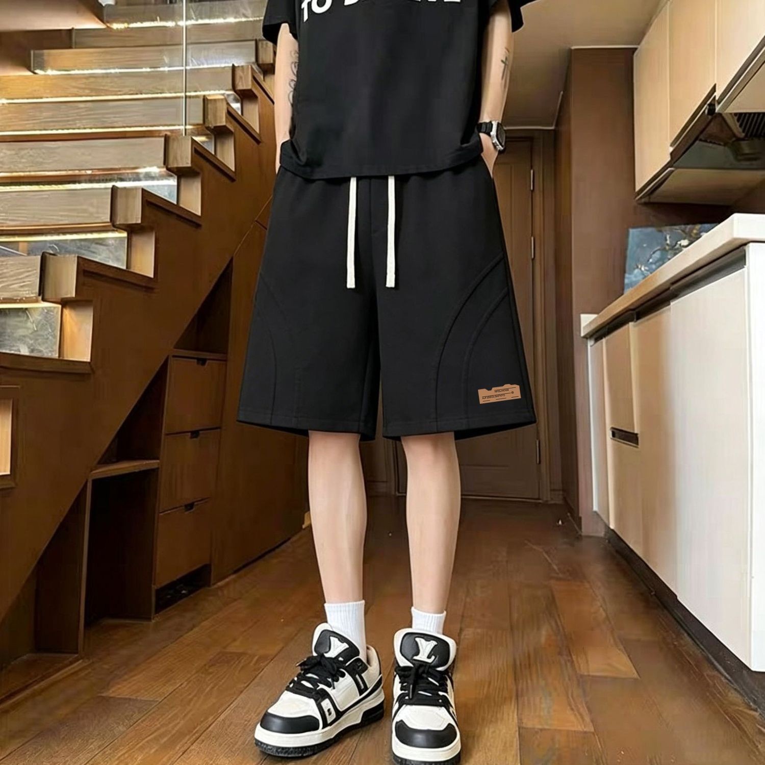 夏季薄款休闲短裤男女学生宽松百搭五分短裤潮流大码沙滩裤大裤衩