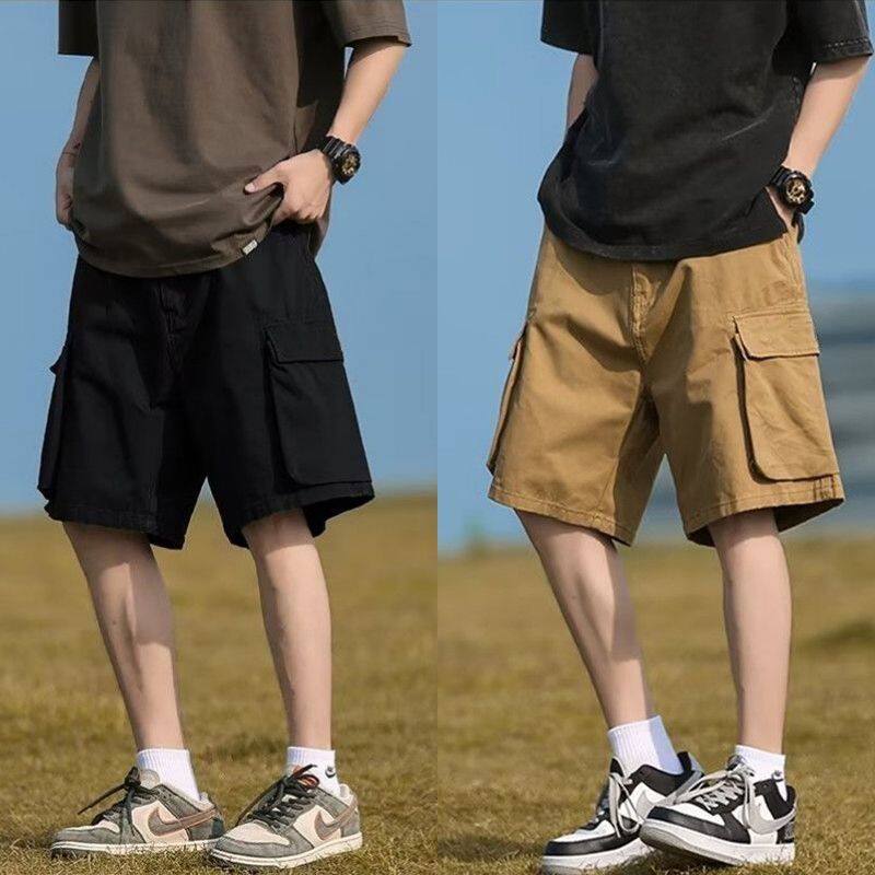 美式工装裤短裤男夏季薄款大码百搭宽松直筒运动休闲外穿五分裤子